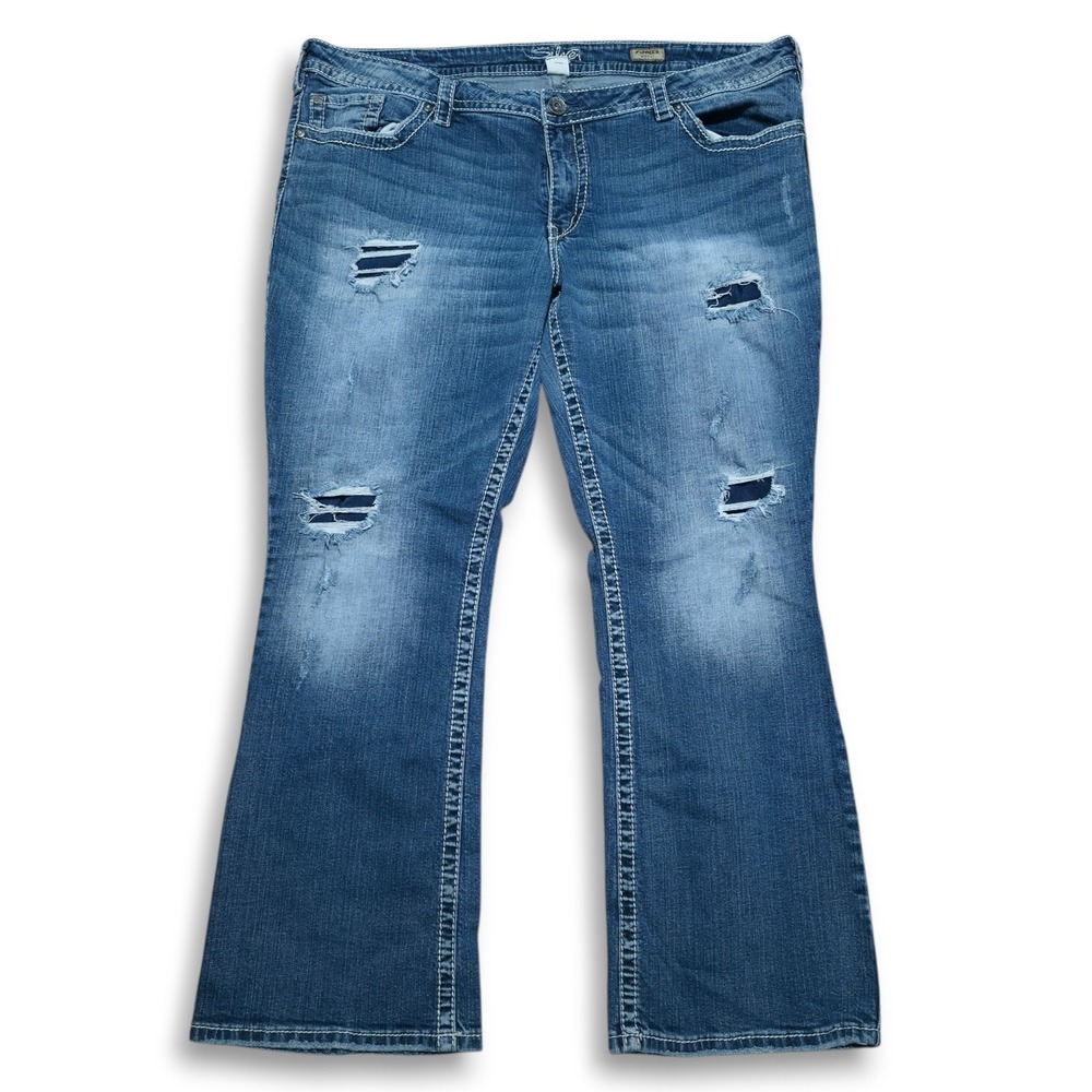 Silver Jeans Women's Size 42 x 28 Blue Wash Bootcut Pioneer Low Rise Flap Pkt